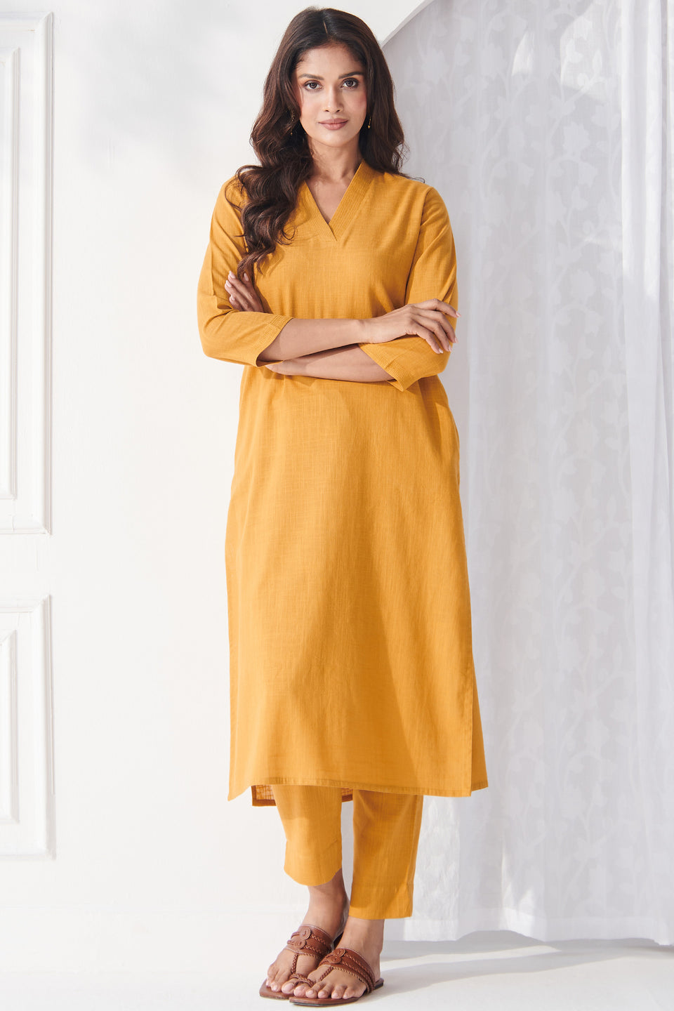 Roza Nazm Mustard Kurta