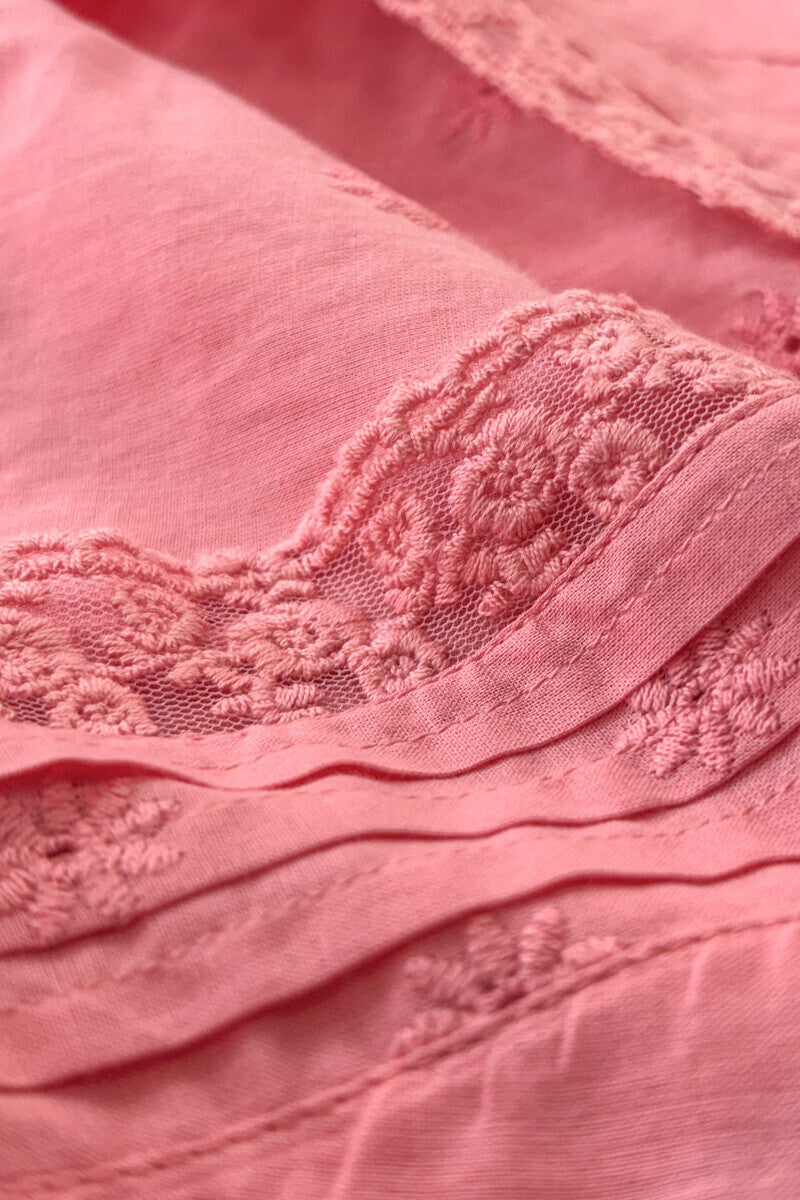 Roza Aliza Pink Schiffli Kurta