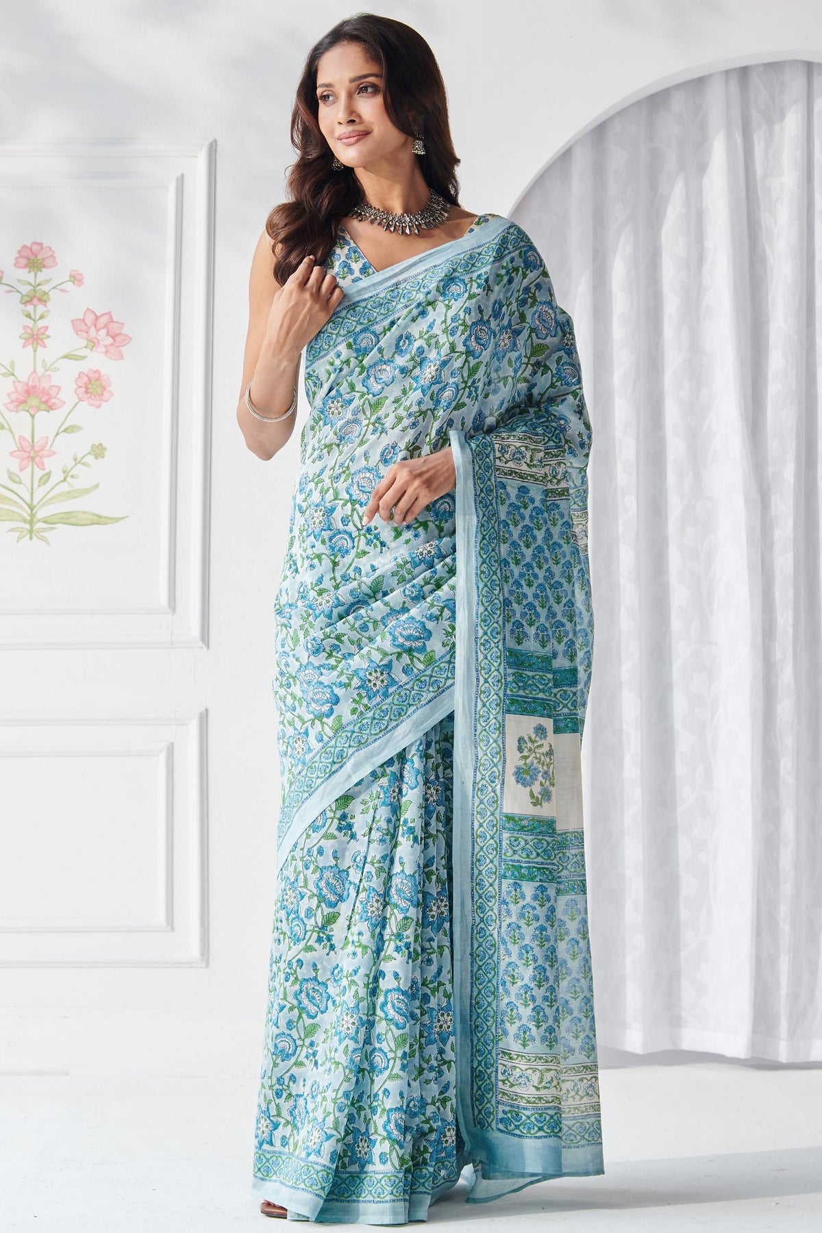 Gulbahar Chaand Sanganeri Saree