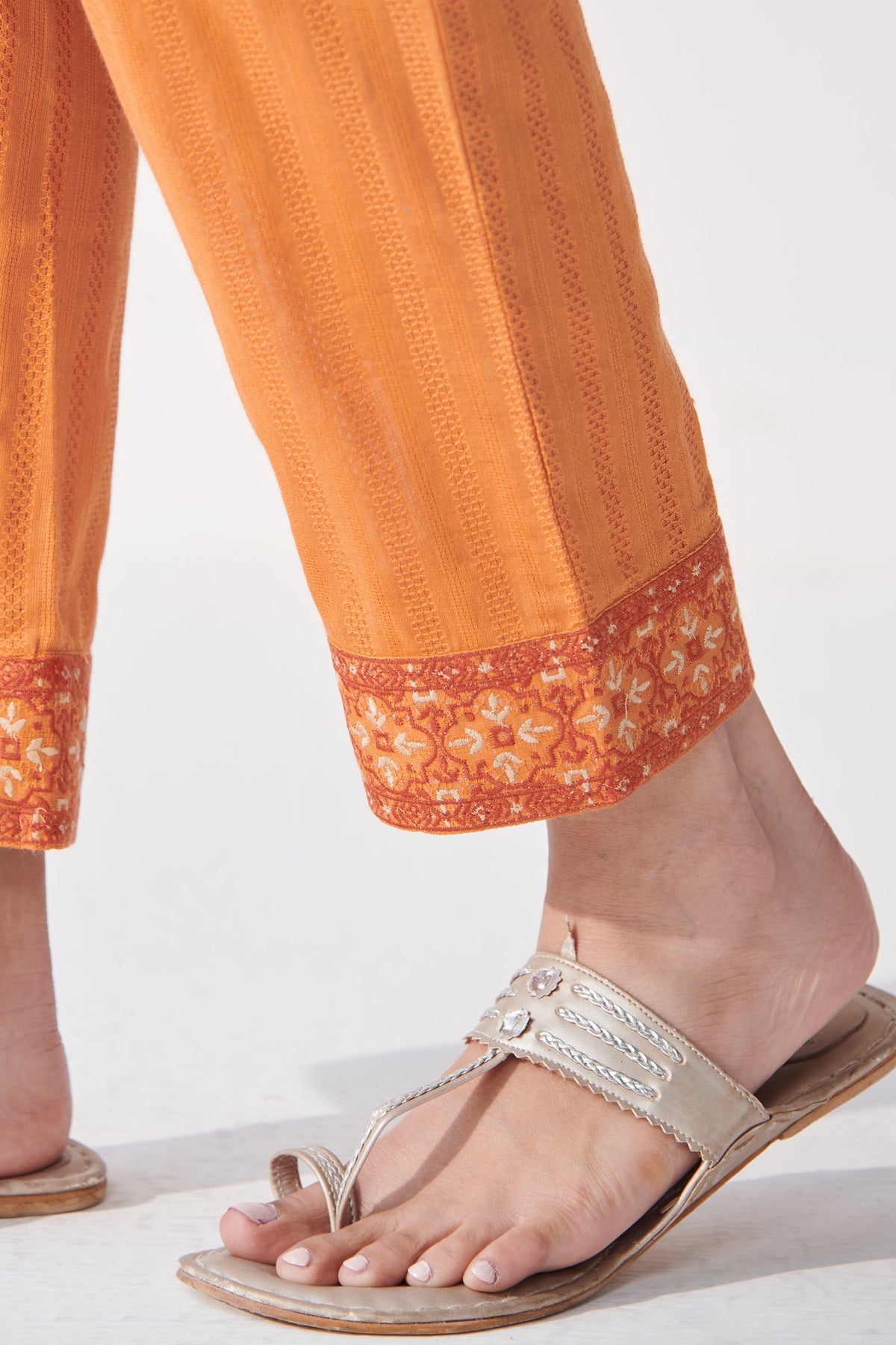 Mehraab Nahida Orange Narrow Pants
