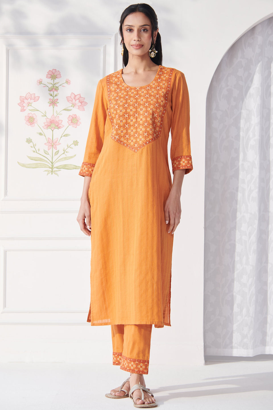 Mehraab Nahida Orange Kurta