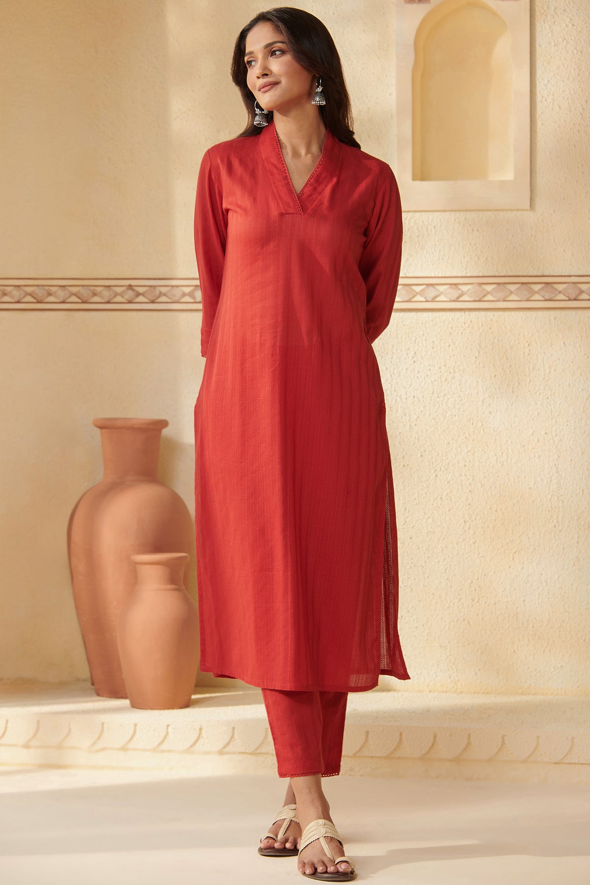 Roza Shabnam Brick Red Kurta