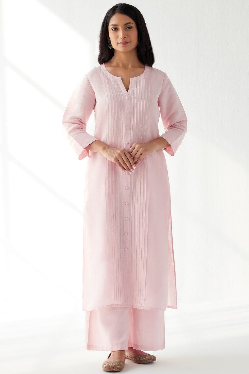 Naadirah Zoya Light Pink Cotton Linen Kurta
