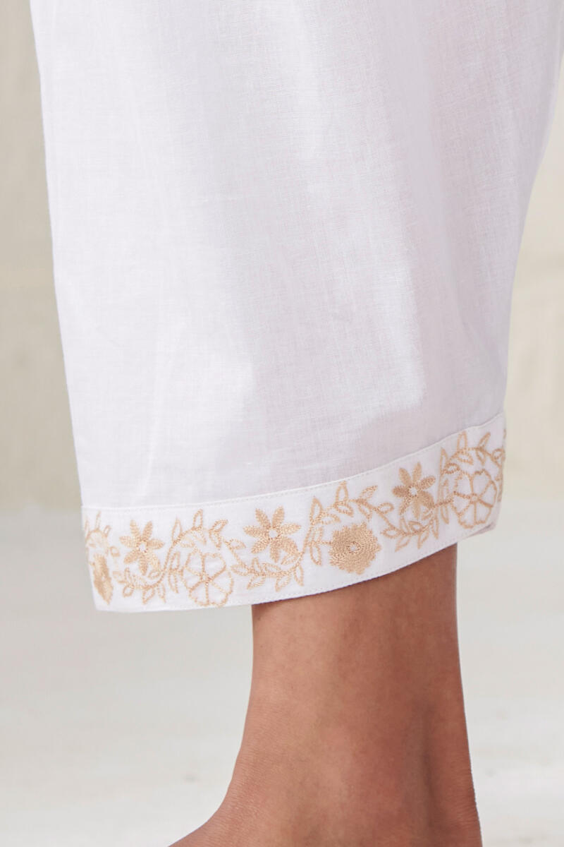 Roza Zeniya White Cotton Salwar