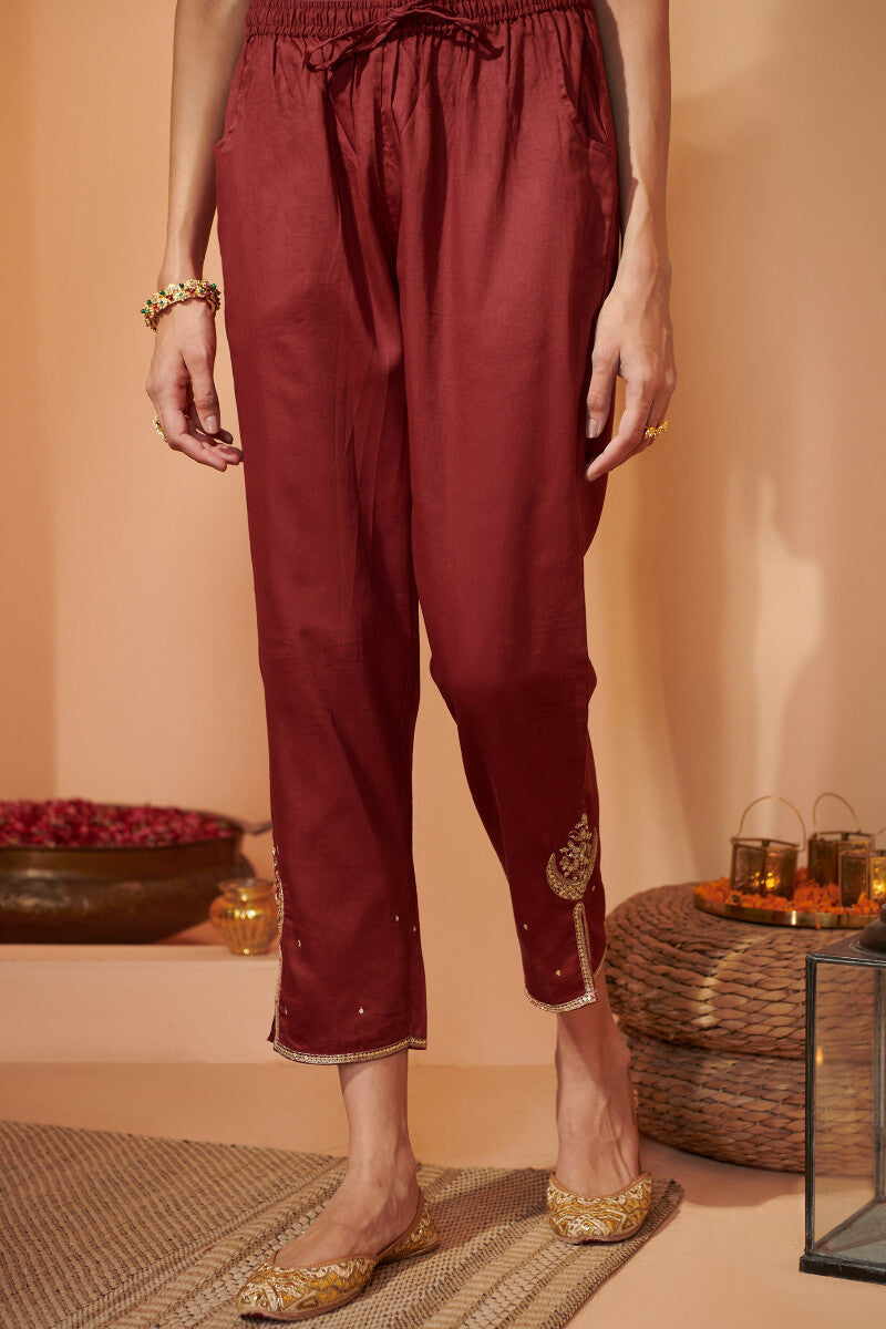Shirin Chaand Red Narrow Pants