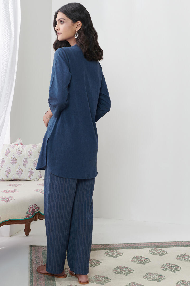 Roza Jannat Blue Handloom Loungewear Set