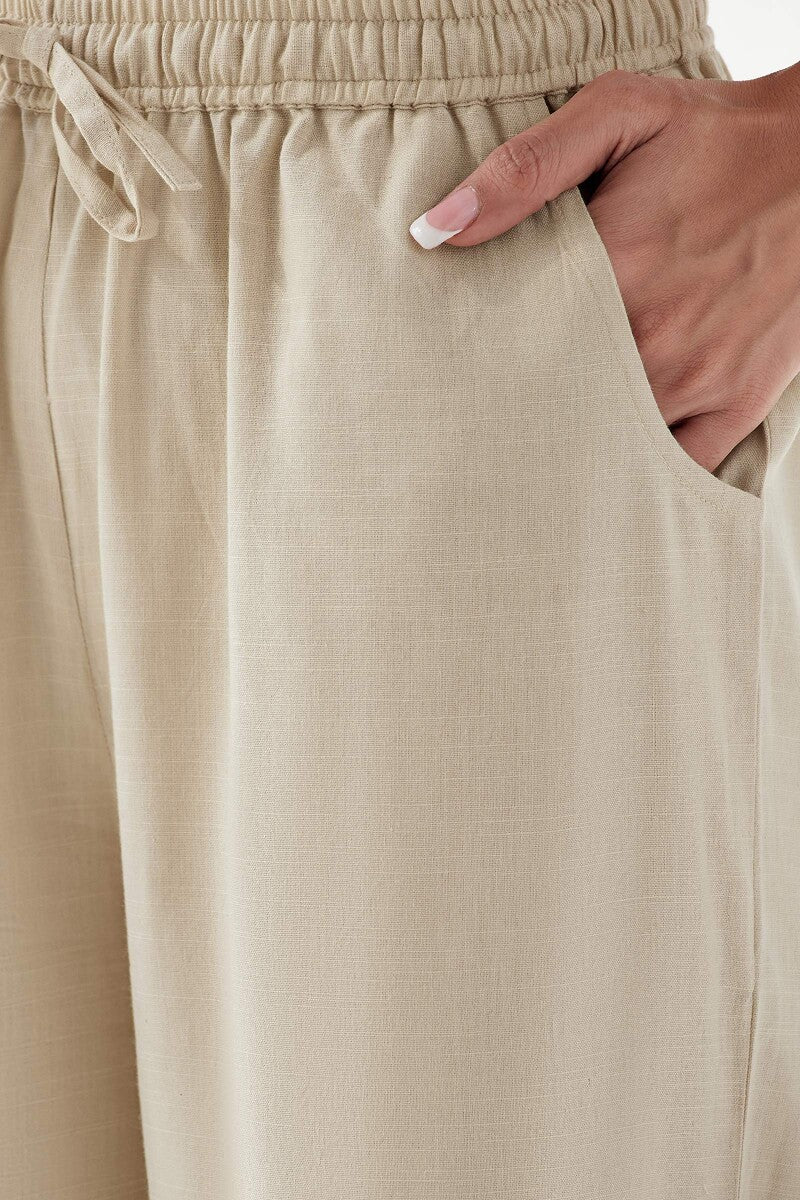 Naadirah Zoya Beige Rayon Slub Farsi