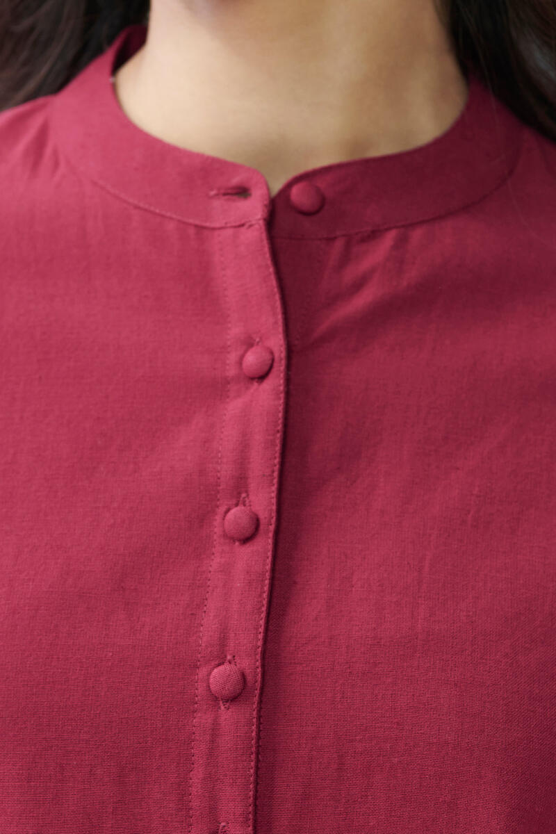 Roza Jannat Maroon Handloom Loungewear Set