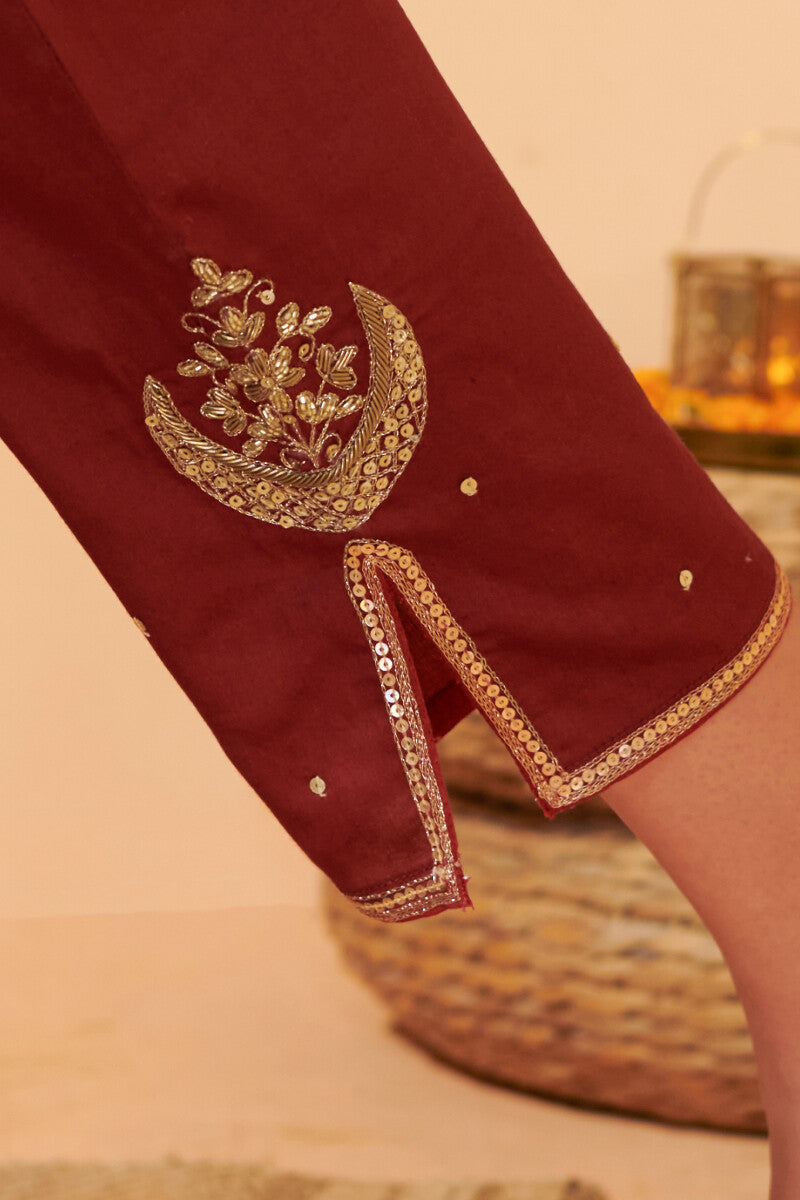 Shirin Chaand Red Narrow Pants