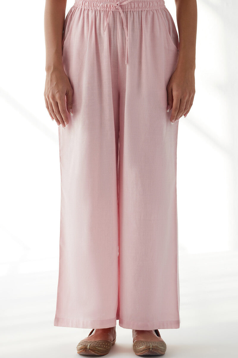 Naadirah Zoya Pink Rayon Slub Farsi Pants