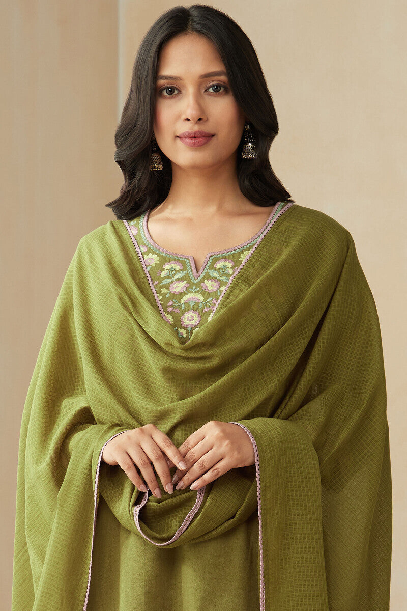 Roza Zoya Olive Green Dupatta