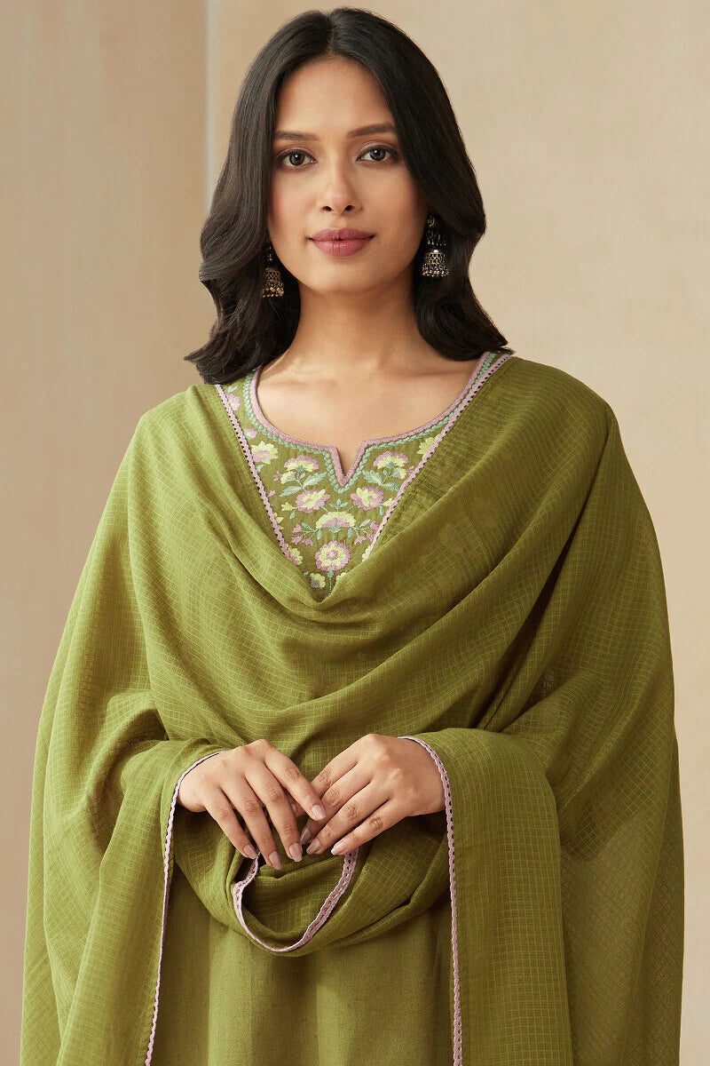 Roza Zoya Olive Green Dupatta
