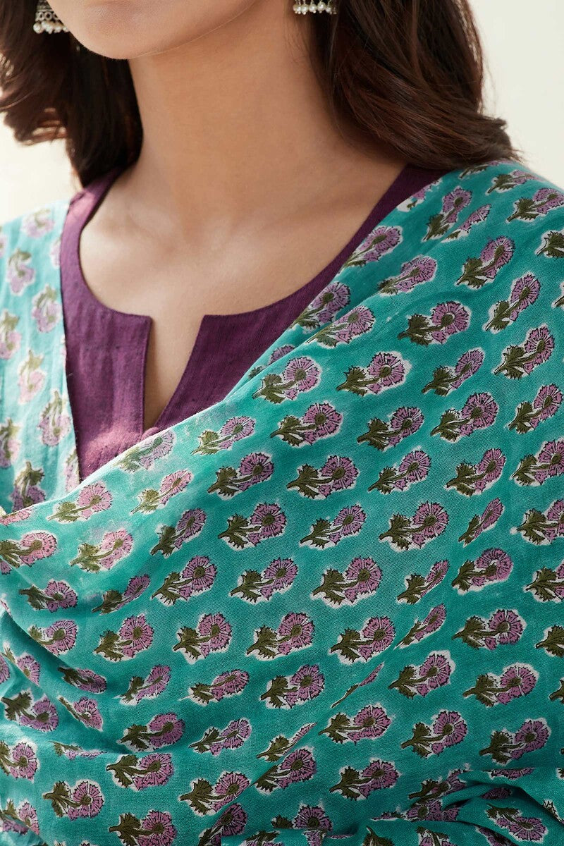 Naadirah Zoya Turquoise Sanganeri Dupatta