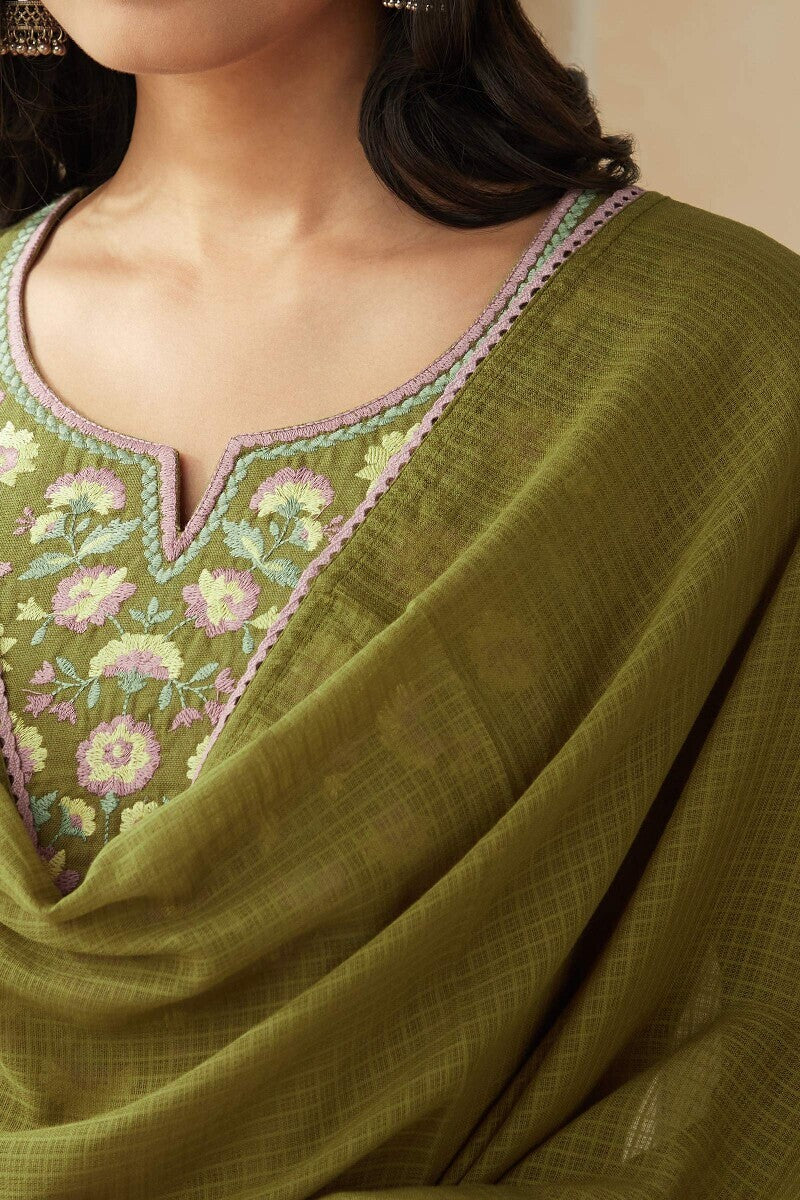 Roza Zoya Olive Green Dupatta