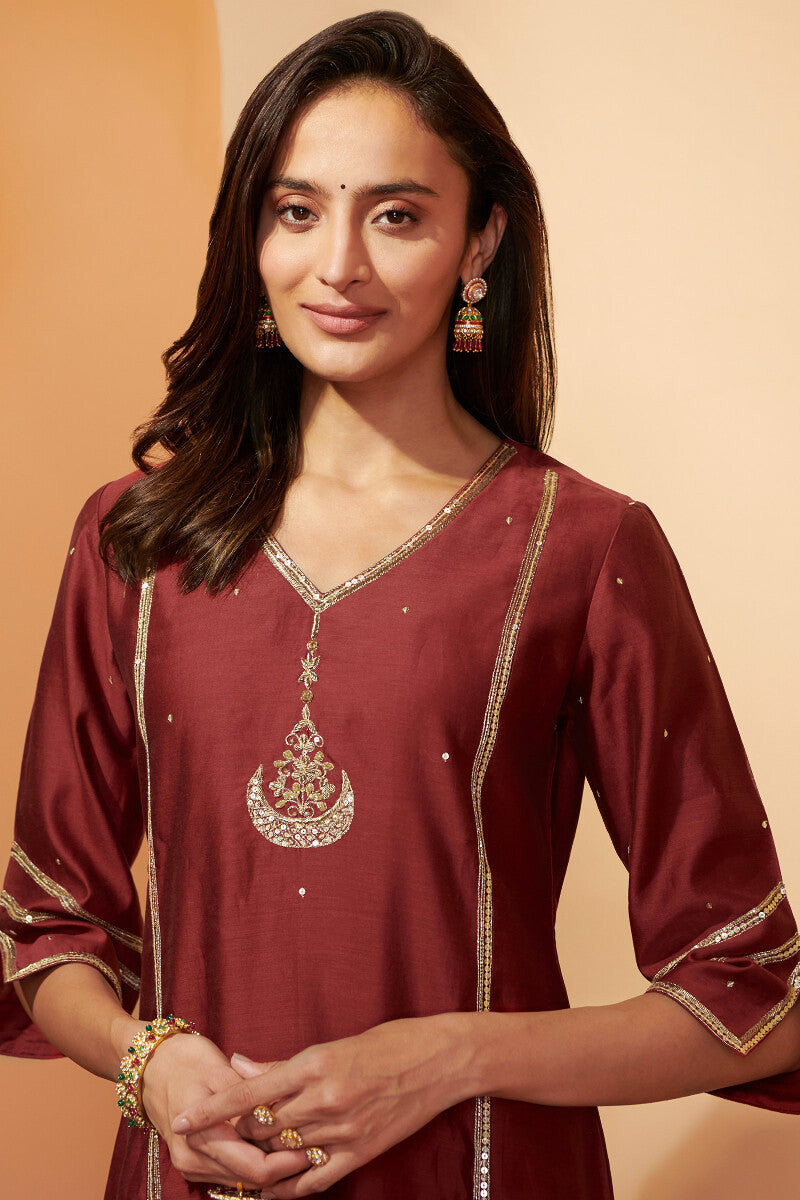 Shirin Chaand Red Chanderi Kurta