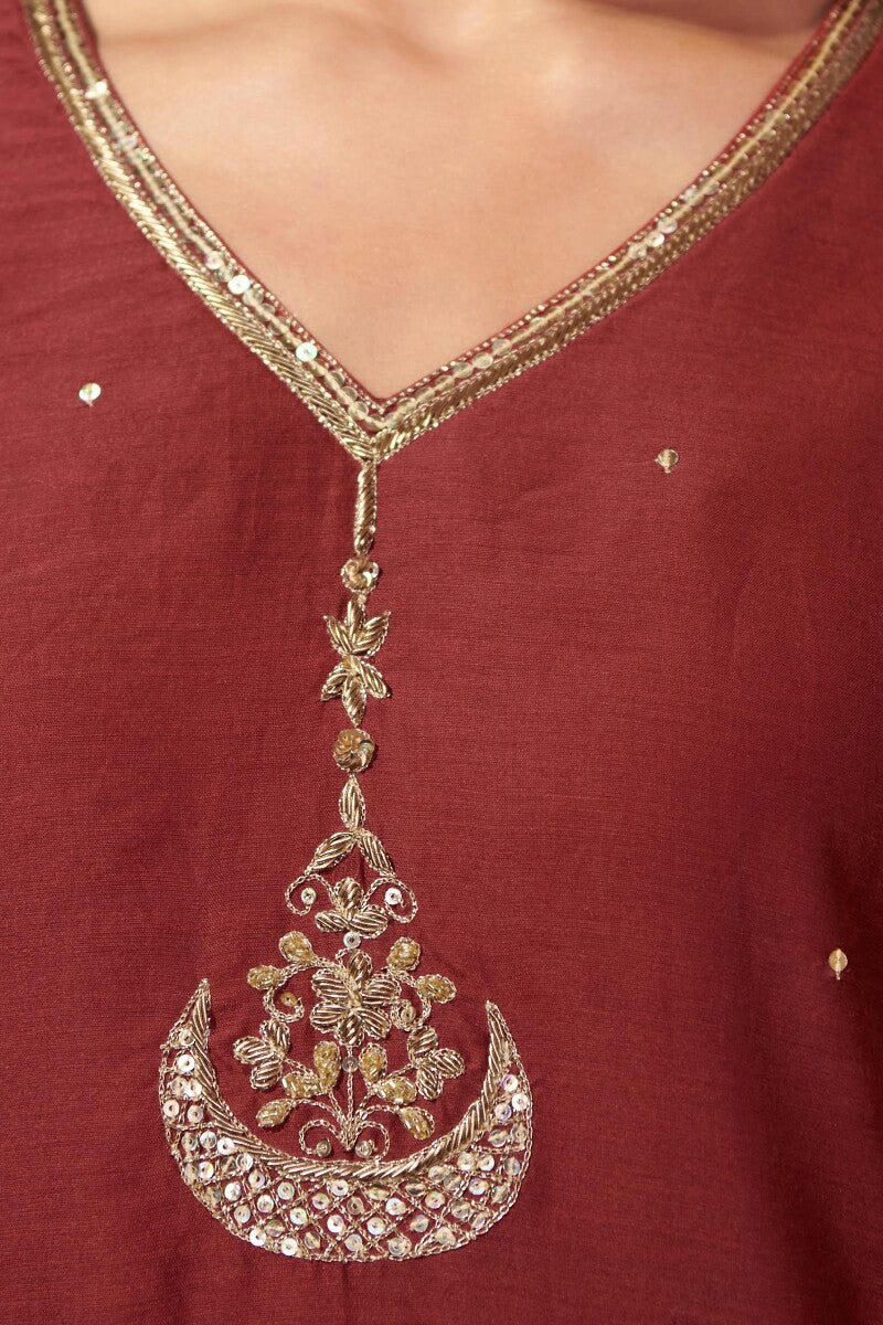 Shirin Chaand Red Chanderi Kurta