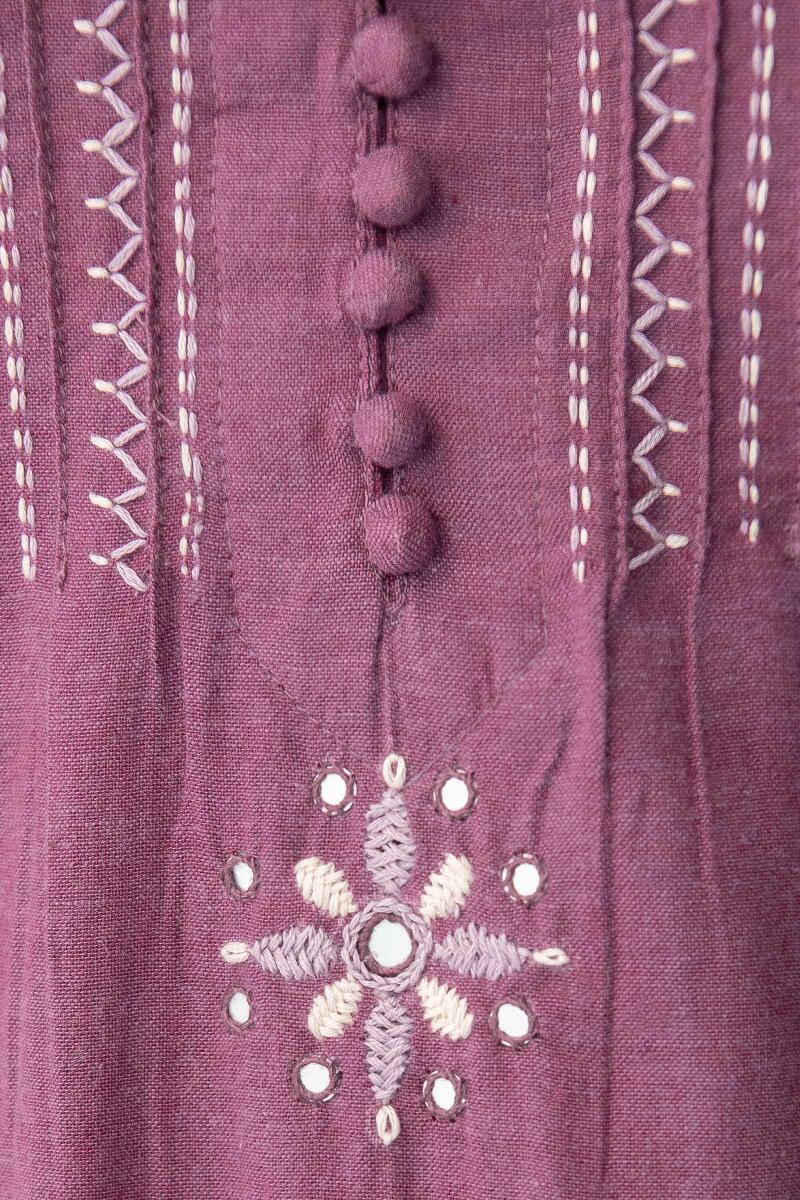Kashida Purple Handloom Kurta