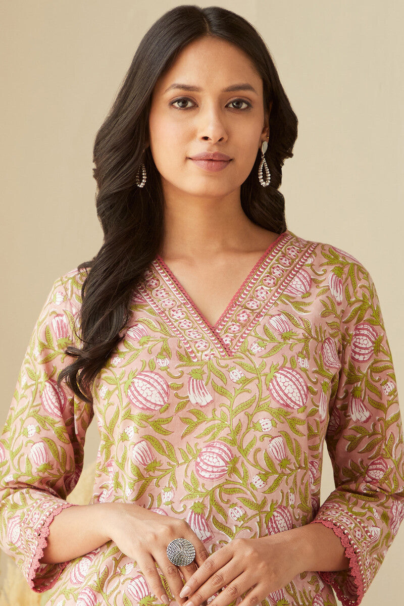 Gauhar Layla Pink Sanganeri Kurta