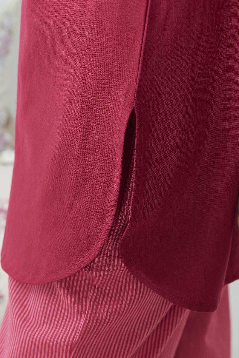 Roza Jannat Maroon Handloom Loungewear Set