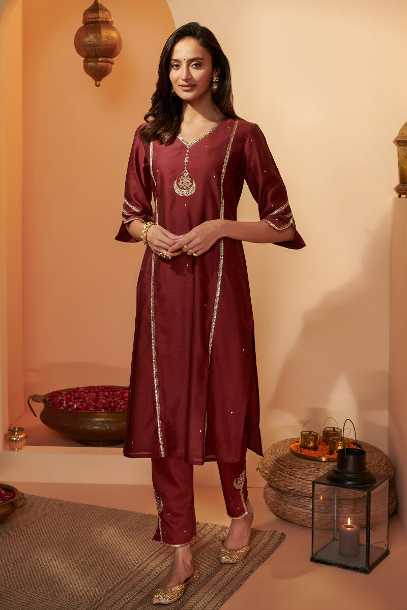 Shirin Chaand Red Chanderi Kurta
