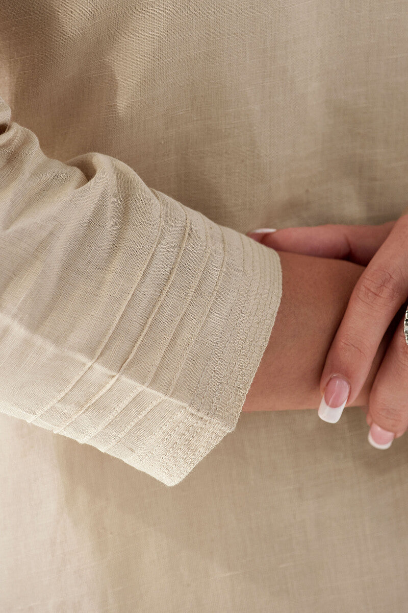 Naadirah Zoya Beige Cotton Linen Kurta