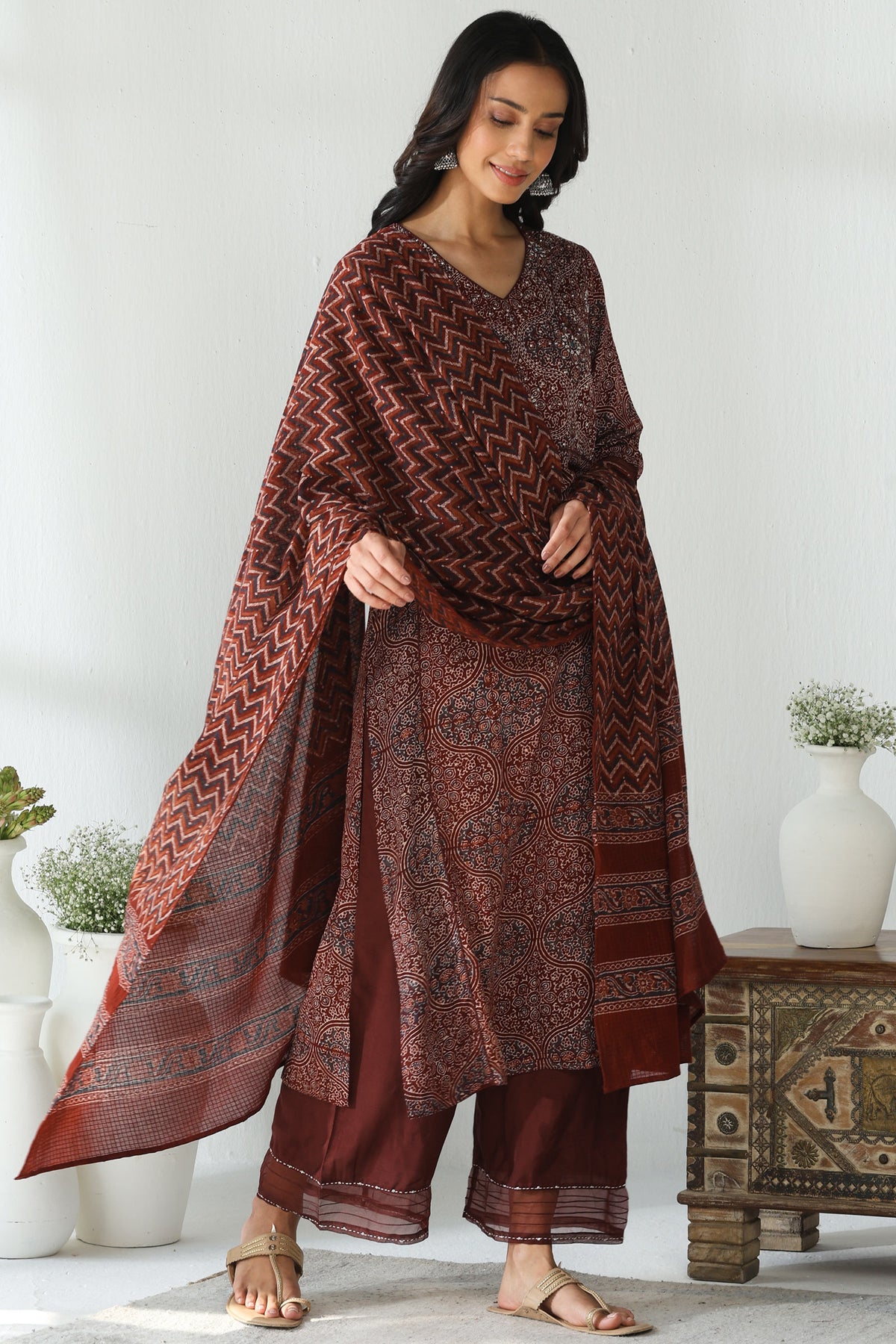 Zubeida Sareen Ajrakh Kota Dupatta