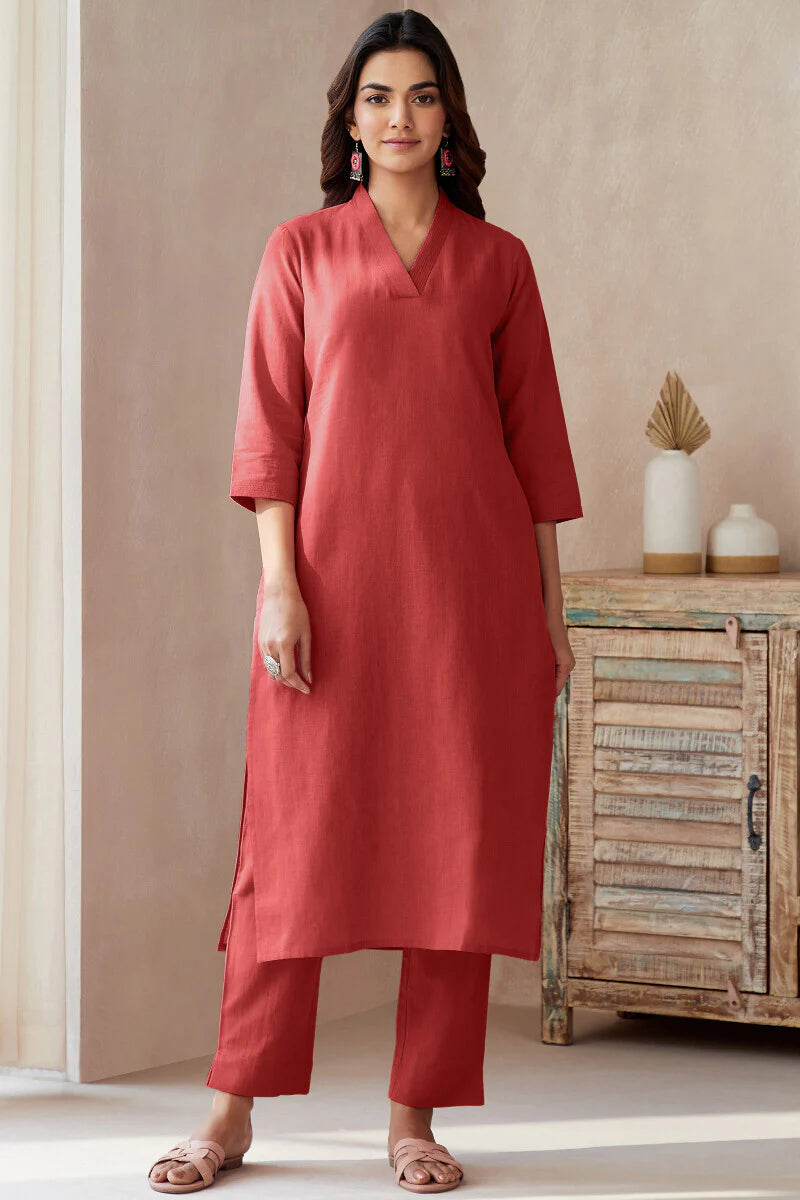 Surplus: Roza Zoya Brick Red Kurta