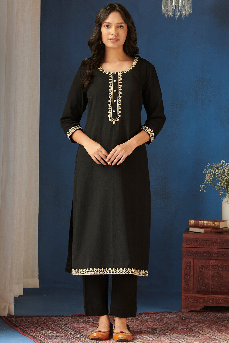 Mirza Jannat Black Kurta