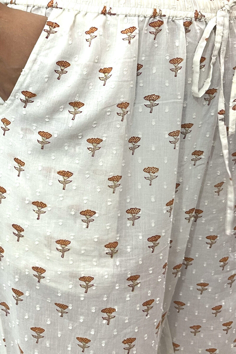 White Sanganeri Narrow Pants