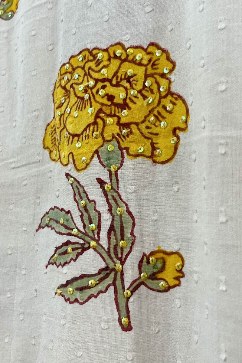 White Straight Sanganeri Kurta