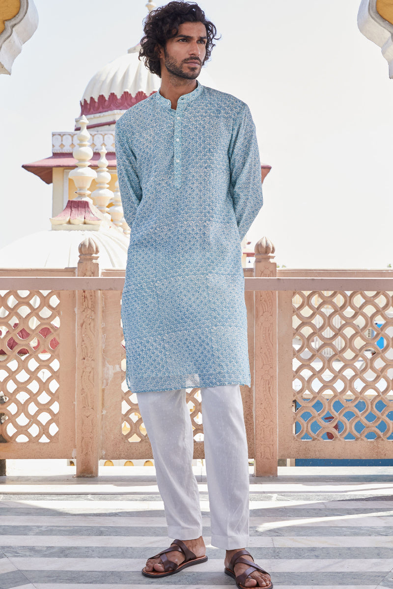 Ruzain Chanderi Block Printed Kurta