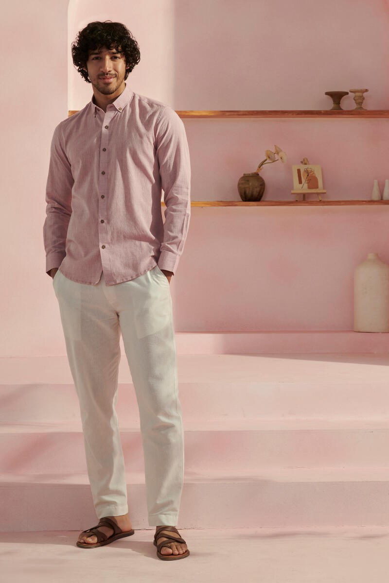 Zaid Pink Handloom Shirt