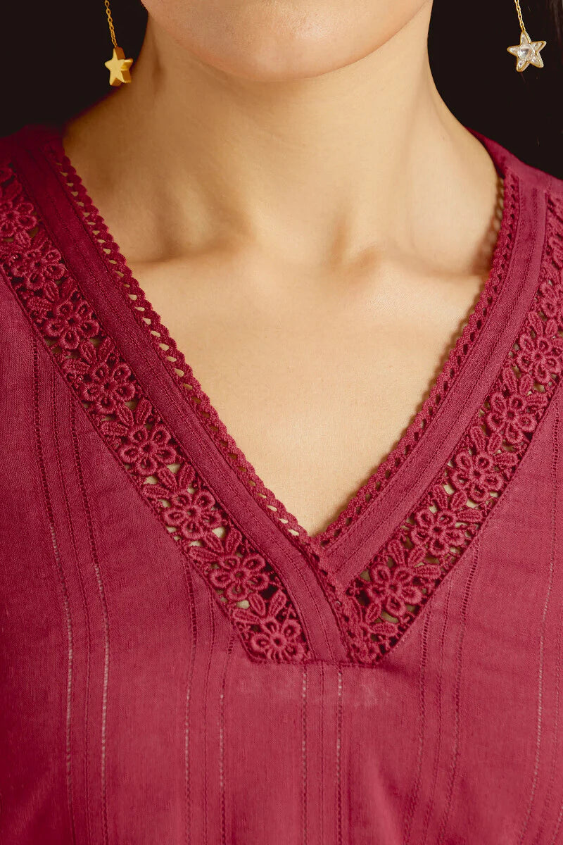 Roza Sehr Brick Red Kurta