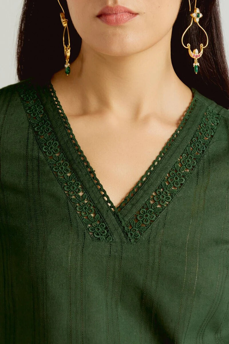 Surplus: Roza Sehr Olive Green Kurta