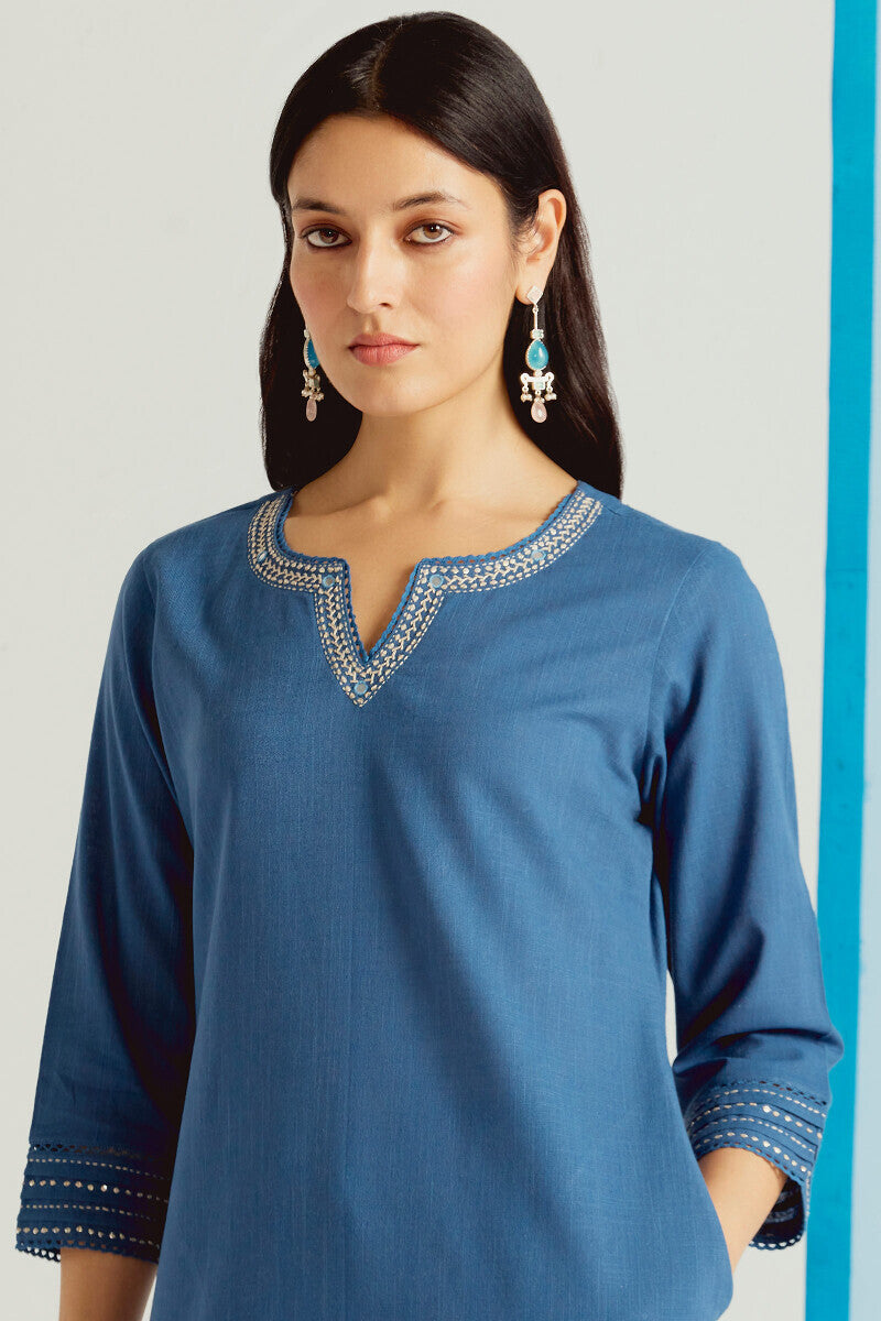 Roza Samaira Blue Kurta
