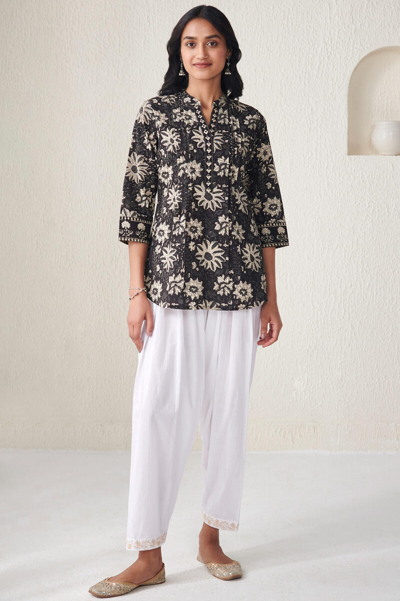 Roza Zeniya White Cotton Salwar