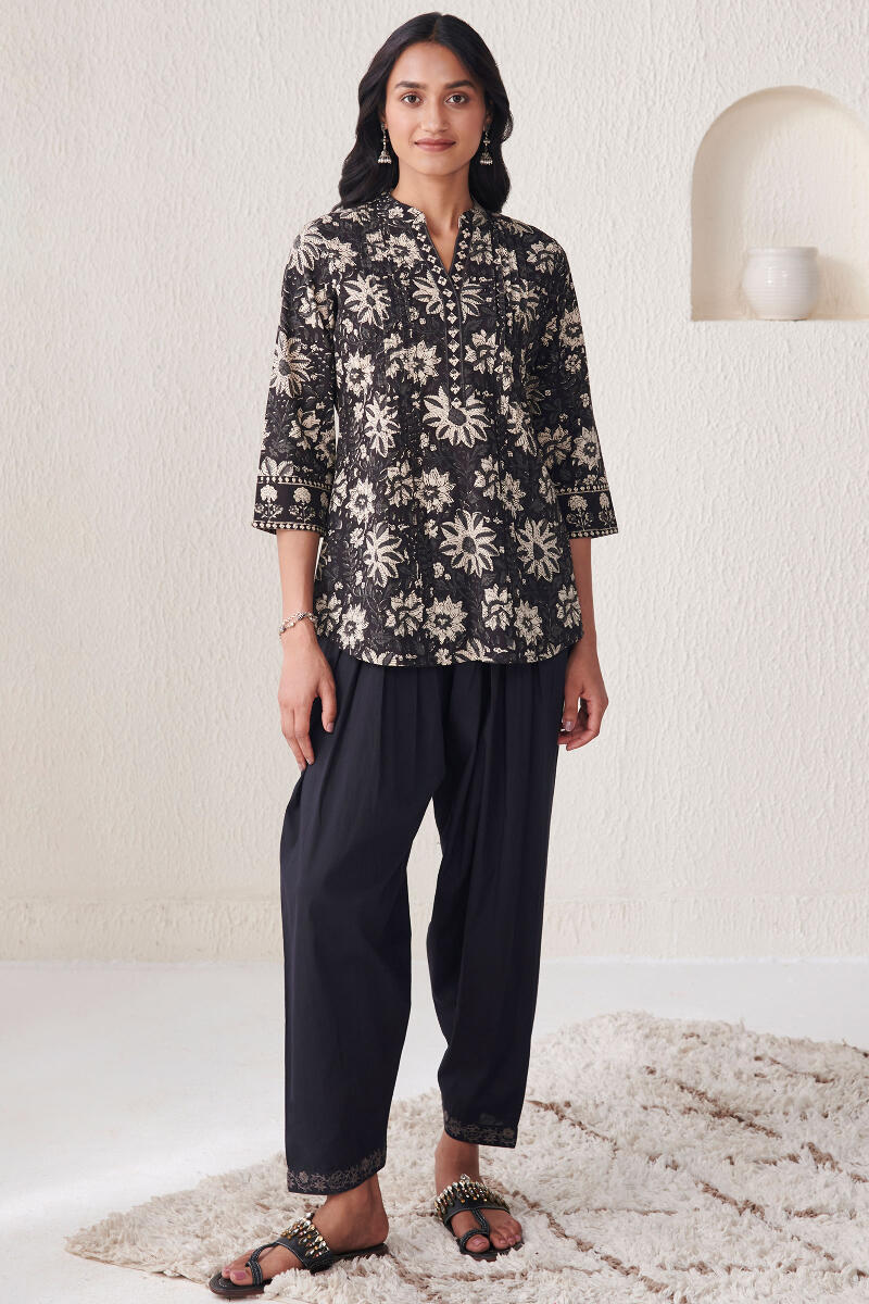 Roza Zeniya Black Cotton Salwar