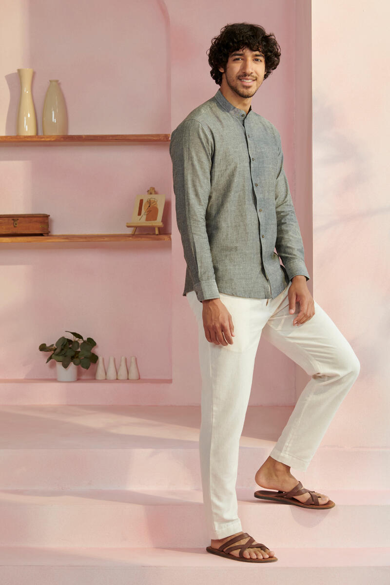Zaid Grey Handloom Shirt