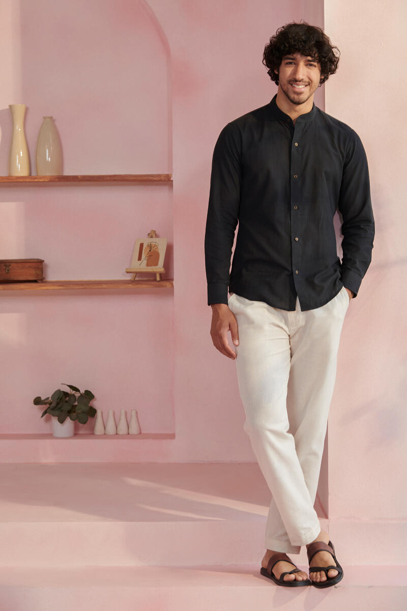 Zaid Black Handloom Shirt