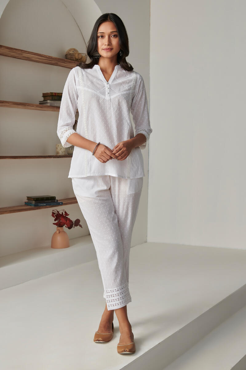 Raahat Raiza White Schiffli Top