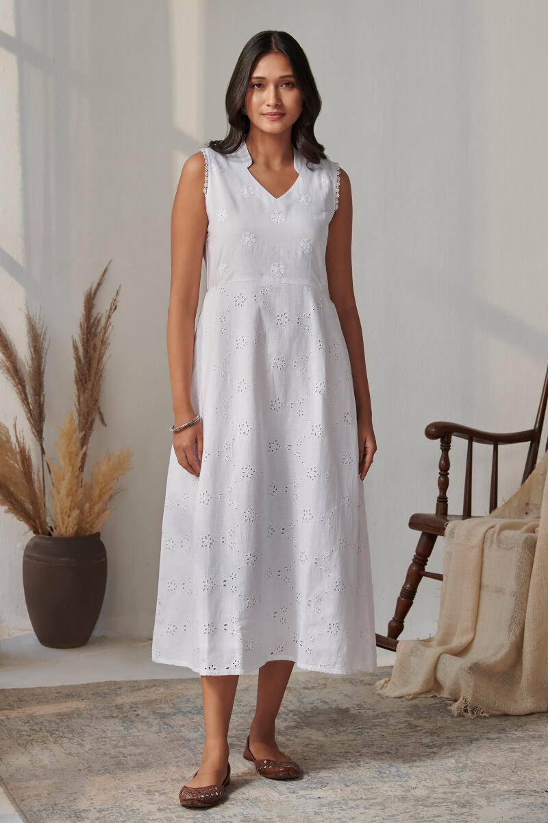 Raahat Maira White Schiffli Dress