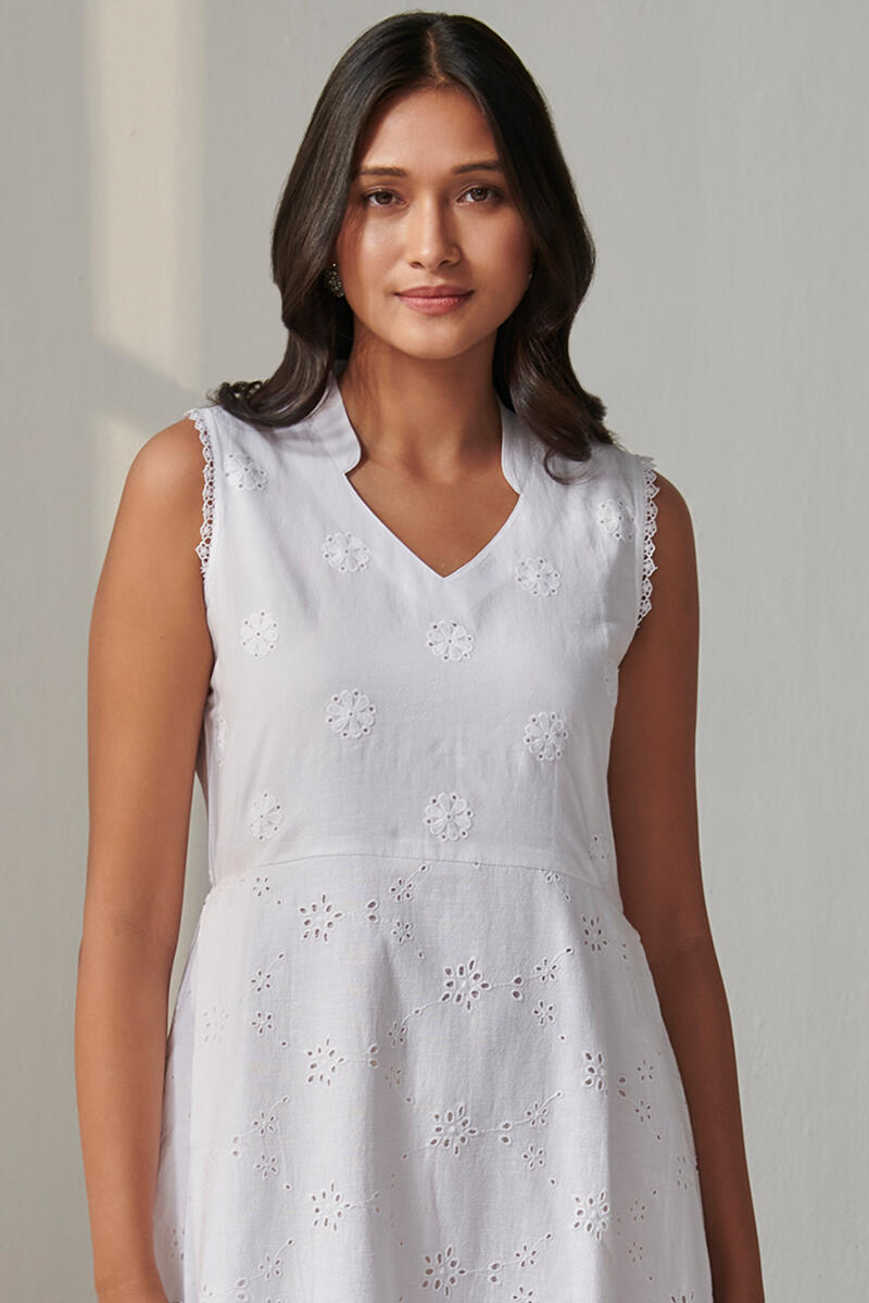 Raahat Maira White Schiffli Dress