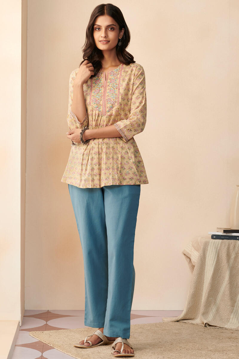 Roza Maya Sapphire Blue Cotton Flax Pants