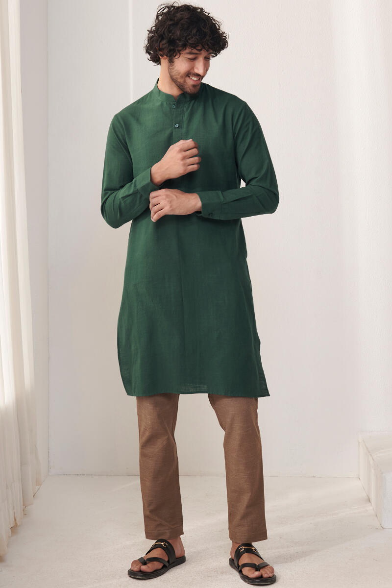 Zaid Forest Green Handloom Kurta