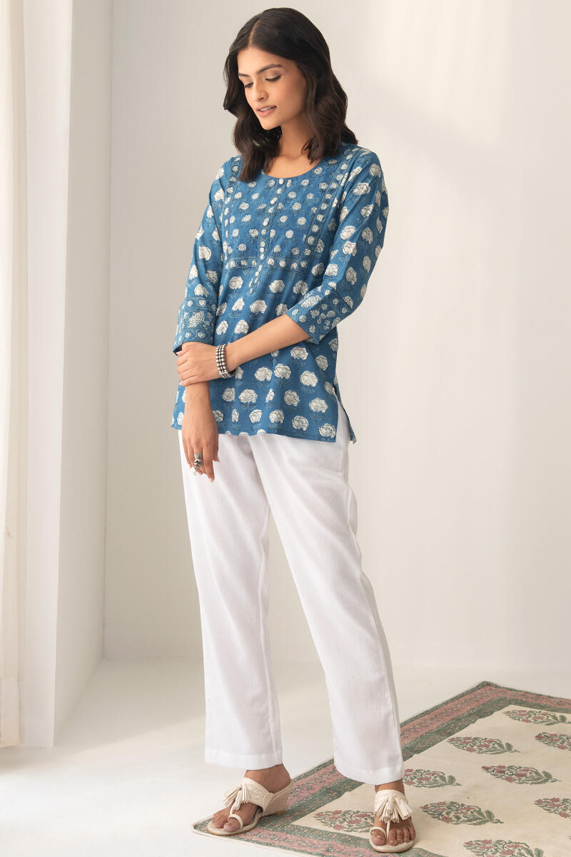 Roza White Flax Cotton Pants