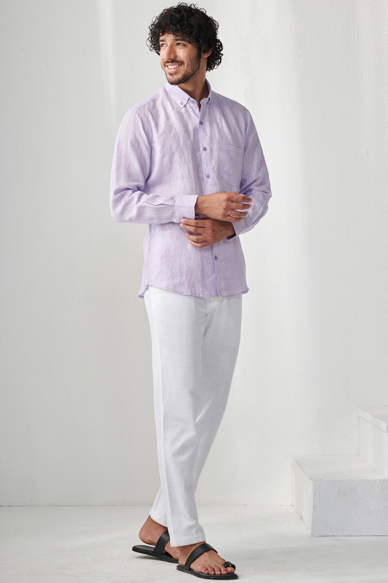 Zaid Purple Linen Shirt