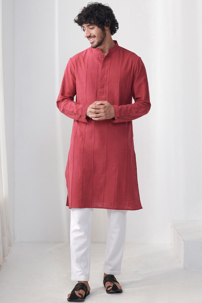 Zaid Red Handloom Kurta