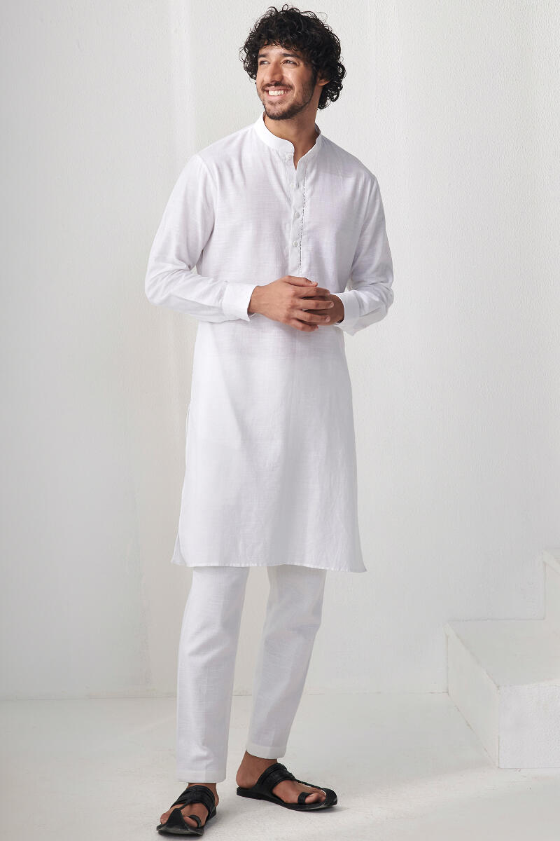 Zaid White Handloom Kurta