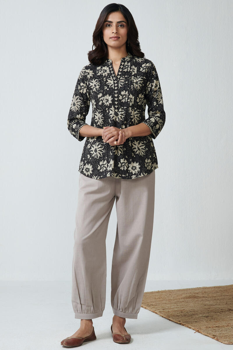 Roza Sage Grey Flex Cotton Izhaar Pants