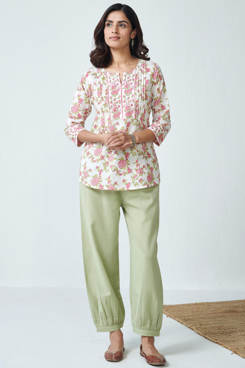 Roza Light Green Flex Cotton Izhaar Pants